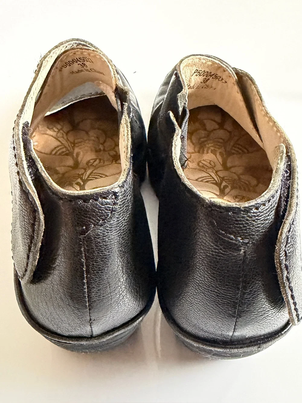 Fly London Black Leather Wedge Mary Jane Sandals